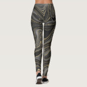 Black Gray Gold Marmor Swirl Agate Strata Frauen Leggings (Rückseite)