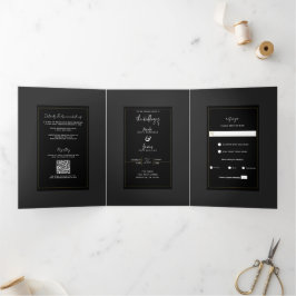 Black Gray Gold Moderne Highlights Dreifach Gefaltete Einladung