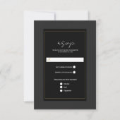 Black Gray Gold Moderne Minimal Wedding RSVP Karte (Vorderseite)