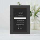 Black Gray Gold Moderne Minimal Wedding RSVP Karte (Stehend Vorderseite)