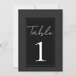 Black Gray Gold Moderne Minimale Tischnummer