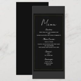 Black Gray Gold Modernes Minimales Hochzeitsmenü Menükarte
