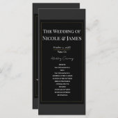 Black Gray Gold Modernes Minimales Hochzeitsprogra Programm (Vorne/Hinten)