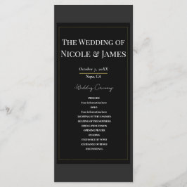 Black Gray Gold Modernes Minimales Hochzeitsprogra Programm