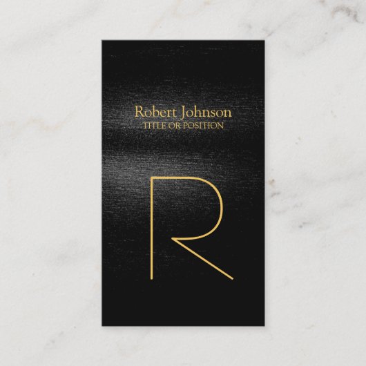 Black Gray Gold Monogram Business Card Visitenkarte (Vorderseite)