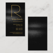 Black Gray Gold Monogram Business Card Visitenkarte (Vorne/Hinten)