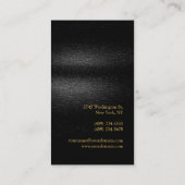 Black Gray Gold Monogram Business Card Visitenkarte (Rückseite)