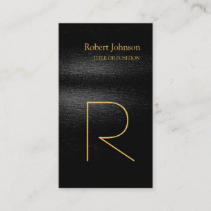 Black Gray Gold Monogram Business Card Visitenkarte