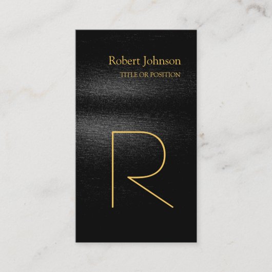 Black Gray Gold Monogram Business Card Visitenkarte (Vorderseite)