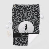 Black Gray Golf Golfer Silhouette Muster für sie Golfhandtuch (Insitu)