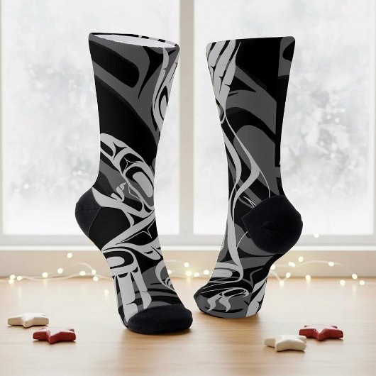 Black Gray Haida Eagle Thunder Bird Nationaler Art Socken