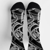 Black Gray Haida Eagle Thunder Bird Nationaler Art Socken (Oben)