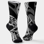 Black Gray Haida Eagle Thunder Bird Nationaler Art Socken (Gewinkelt)