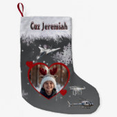 Black Gray Jet Drone Aerial Flight Lovers Photo Kleiner Weihnachtsstrumpf (Vorderseite)