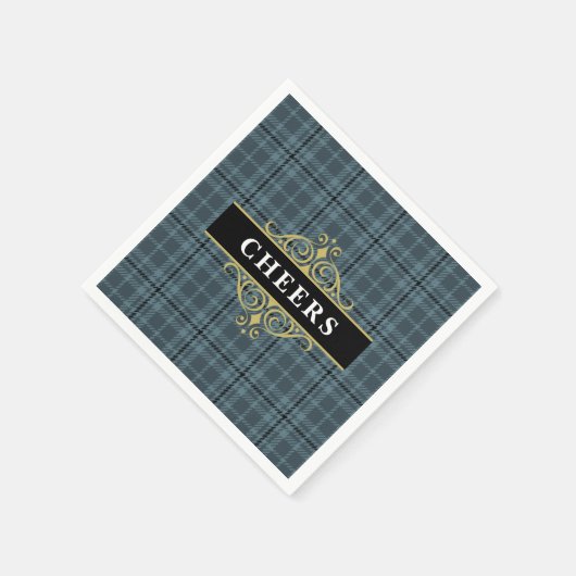 Black Gray Kariert Elegantes Party Serviette (Ecke)