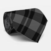 Black Gray Karo Neck Tie - Modern Krawatte (Gerollt)