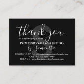 Black Gray Lash Lift Tint Aftercare Vielen Dank Visitenkarte (Vorderseite)