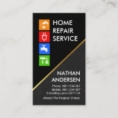 Black Gray Layers Gold Line Handyman Visitenkarte (Vorderseite)