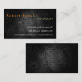 Black Gray Leather Effect Consultant-Visitenkarte Visitenkarte (Vorne/Hinten)