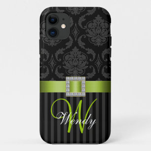 Black Gray Limon Geen Damask Stripes iPhone 5 Fall Case-Mate iPhone Hülle