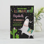 Black Gray Llama Fun Llama Einladung zum Geburtsta (Stehend Vorderseite)