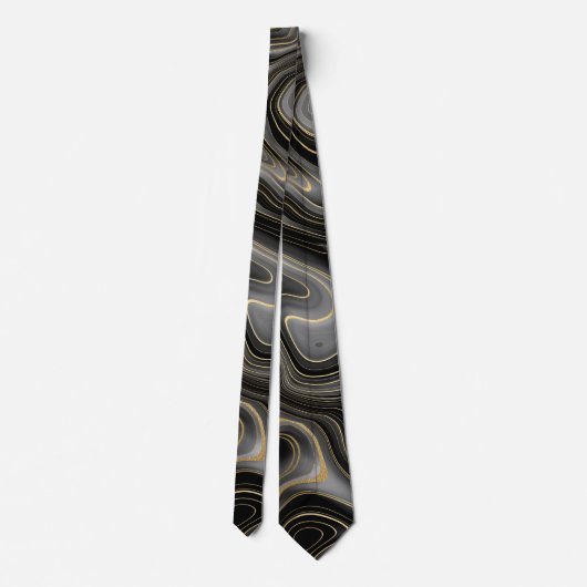 Black & Gray Marble Men Neckties Krawatte (Rückseite)