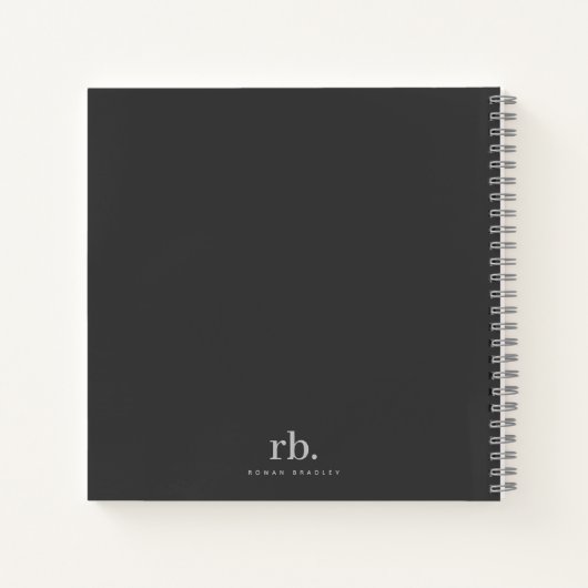 Black & Gray Minimal Monogram Clean Professional Notizblock (Rückseite)