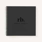 Black & Gray Minimal Monogram Clean Professional Notizblock (Vorderseite)