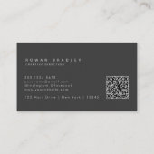 Black Gray Minimal Monogram Qr Code Professional Visitenkarte (Rückseite)