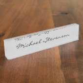 Black Gray Modern Business Desk Name Plate Namensplakette (Seite)