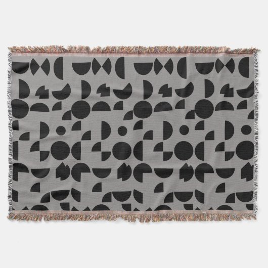 Black Gray Modern Elegantes geometrisches Tribal Decke (Vorderseite)