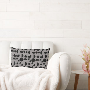 Black Gray Modern Elegantes geometrisches Tribal Lendenkissen