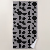 Black Gray Modern Elegantes geometrisches Tribal Strandtuch (Vorderseite)