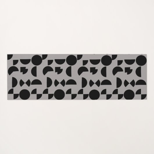Black Gray Modern Elegantes geometrisches Tribal Yogamatte (Rückseite (Horizontal))