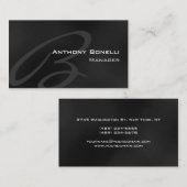 Black Gray Modern Monogram Manager Business Card Visitenkarte (Vorne/Hinten)