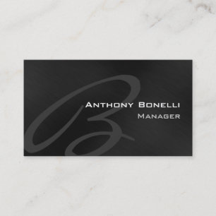 Black Gray Modern Monogram Manager Business Card Visitenkarte