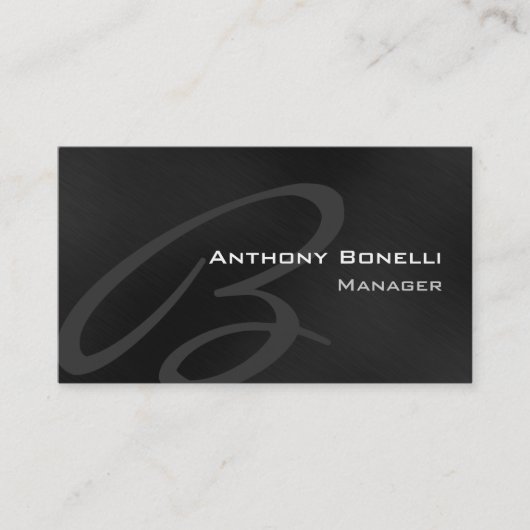 Black Gray Modern Monogram Manager Business Card Visitenkarte (Vorderseite)