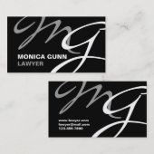 Black Gray Modern Monogram Visitenkarte (Vorne/Hinten)