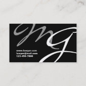Black Gray Modern Monogram Visitenkarte (Rückseite)