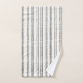 Black Gray Moderner Minimalistisch Stripe Boho Badhandtuch Set (Handtuch)