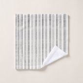 Black Gray Moderner Minimalistisch Stripe Boho Badhandtuch Set (Waschlappen)