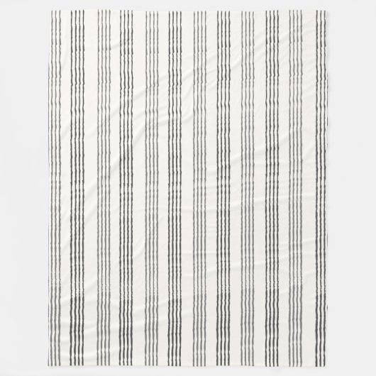 Black Gray Moderner Minimalistisch Stripe Boho Fleecedecke (Vorderseite)