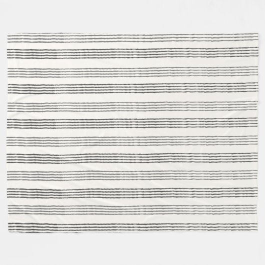 Black Gray Moderner Minimalistisch Stripe Boho Fleecedecke (Vorderseite (Horizontal))
