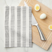 Black Gray Moderner Minimalistisch Stripe Boho Geschirrtuch (Viertel Falte)