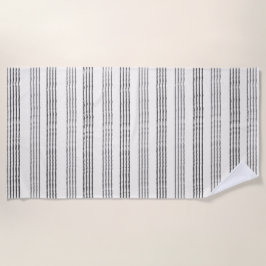 Black Gray Moderner Minimalistisch Stripe Boho Strandtuch