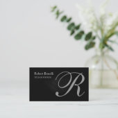 Black Gray Monogram Business Card Visitenkarte (Stehend Vorderseite)