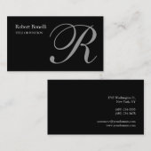 Black Gray Monogram Business Card Visitenkarte (Vorne/Hinten)