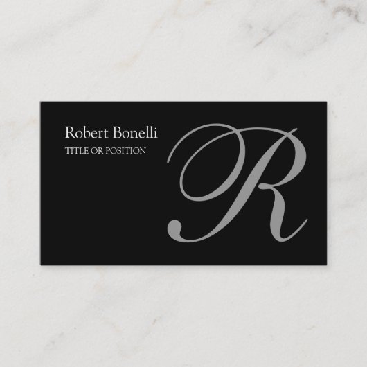 Black Gray Monogram Business Card Visitenkarte (Vorderseite)