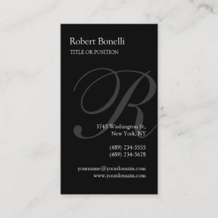 Black Gray Monogram Business Card Visitenkarte