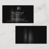 Black Gray Monogram Business Card Visitenkarte (Vorne/Hinten)